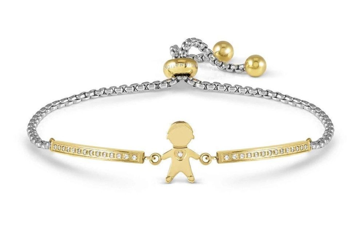 Bransoletka Milleluci Chłopiec 028018 027 – stal szlachetna, cyrkonie, regulowana, złotadf.jpg